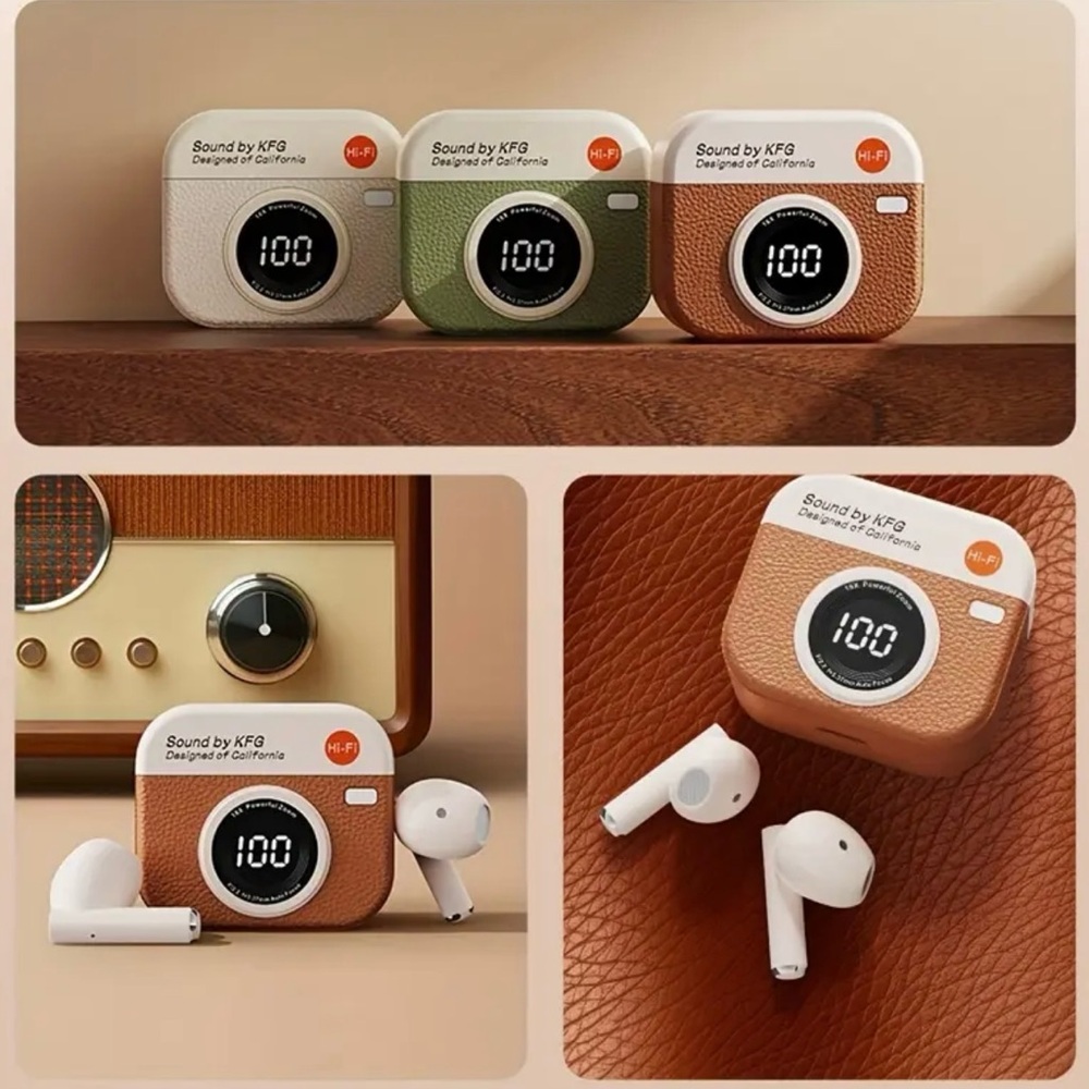 Wireless Earbuds with LED Display Charging Case Earphones BT 5.4 with Mic, Green - Picture 3 of 10